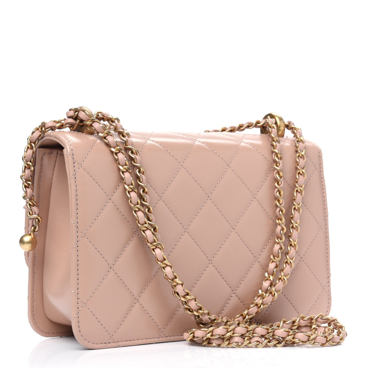 Calfskin Quilted Perfect Fit Flap Beige
