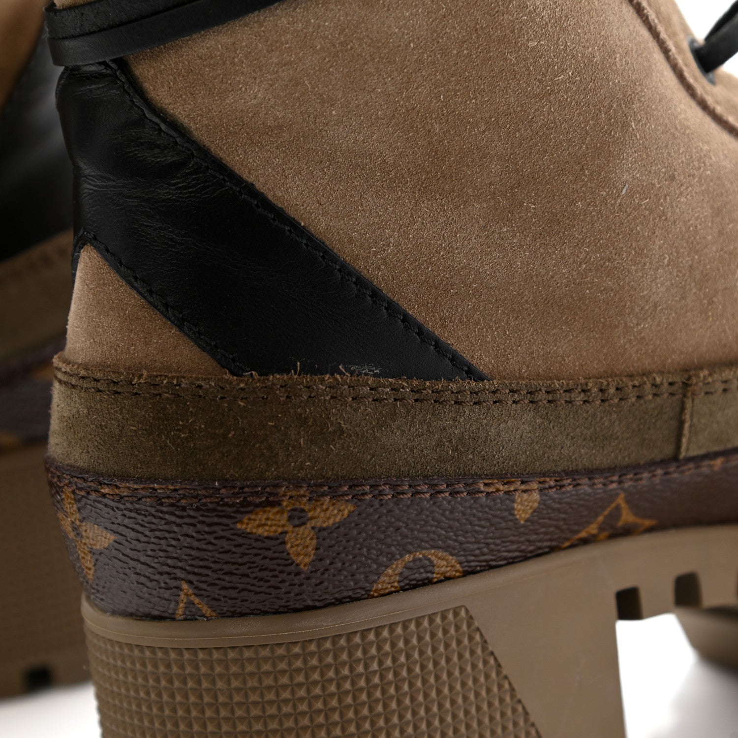 Louis Vuitton Suede Calfskin Monogram Laureate Platform Desert Boots 38 Taupe 13 of 17