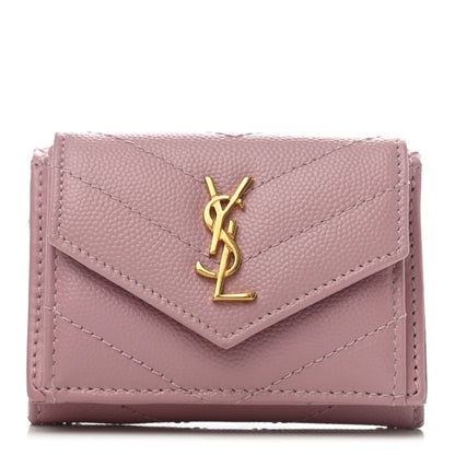 Saint Laurent Grain De Poudre Matelasse Chevron Monogram Tiny Wallet Tender Pink 1 of 8