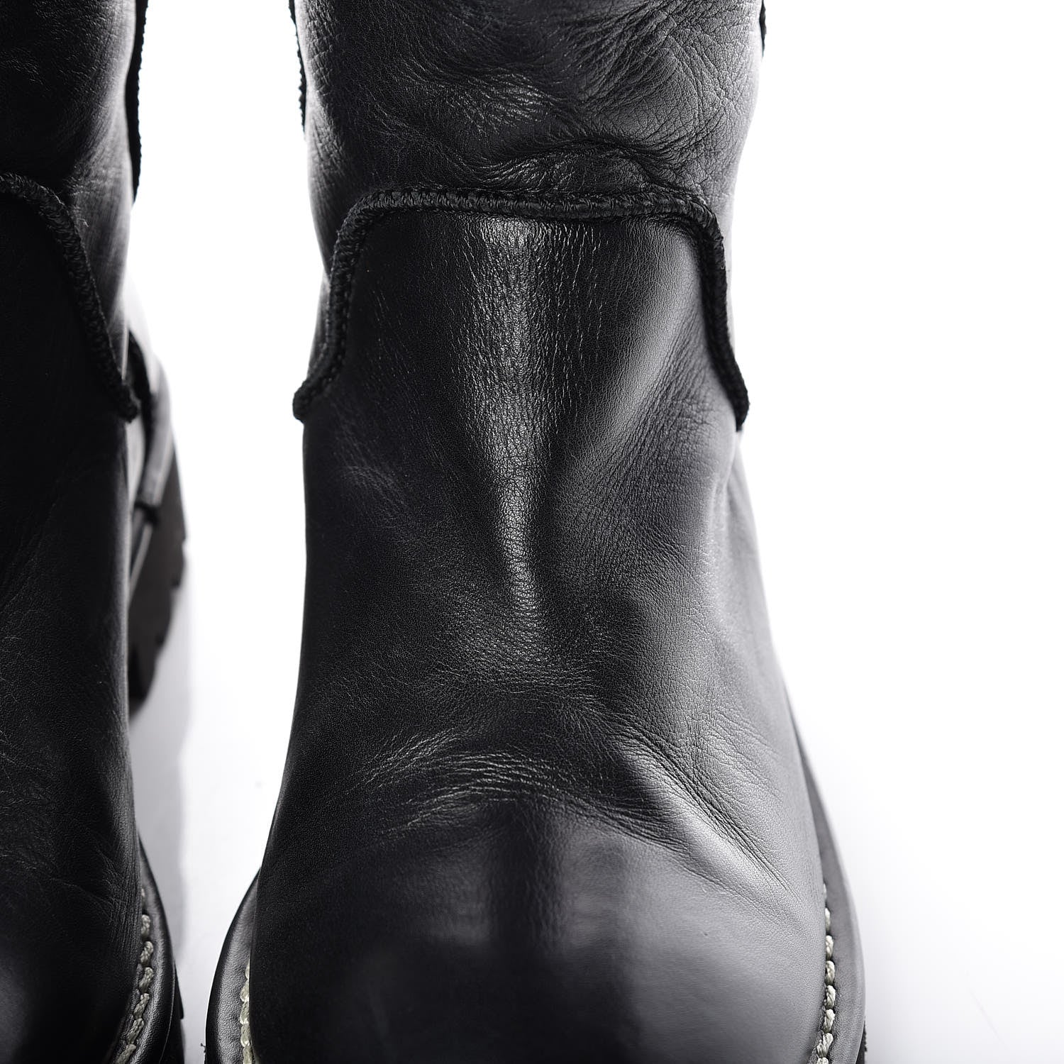 Chanel Calfskin Motorcycle Zipper Boots 38 Black Burgundy 9 of 12