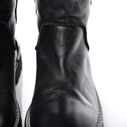 Chanel Calfskin Motorcycle Zipper Boots 38 Black Burgundy 9 of 12