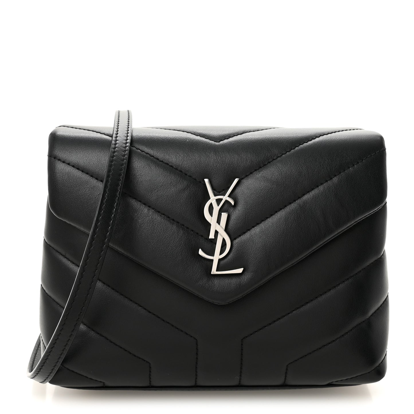 Calfskin Y Quilted Monogram Toy Loulou Crossbody Bag Black