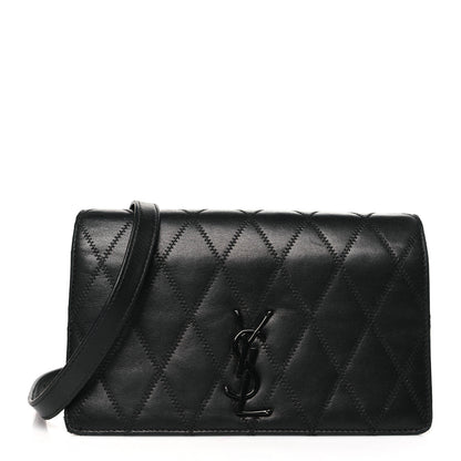 Saint Laurent Lambskin Diamond Quilted Monogram Angie Chain Bag Black 1 of 12