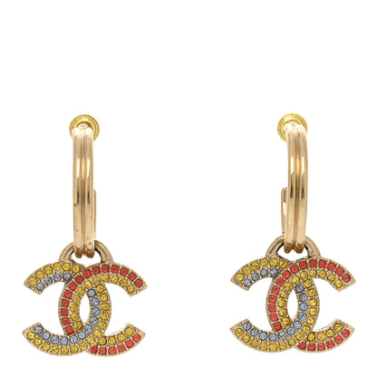 Chanel Crystal CC Drop Earrings Gold Multicolor 1 of 4