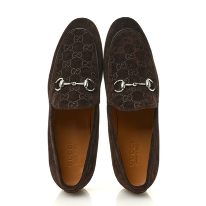 Gucci Luxury Suede GG Monogram Horsebit Mens Jordy Loafers 9 Night Cocoa 2 of 10