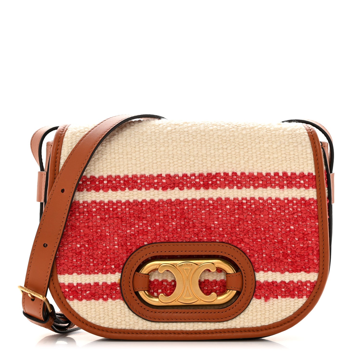 Celine Tweed Medium Maillon Triomphe Red Tan 1 of 10