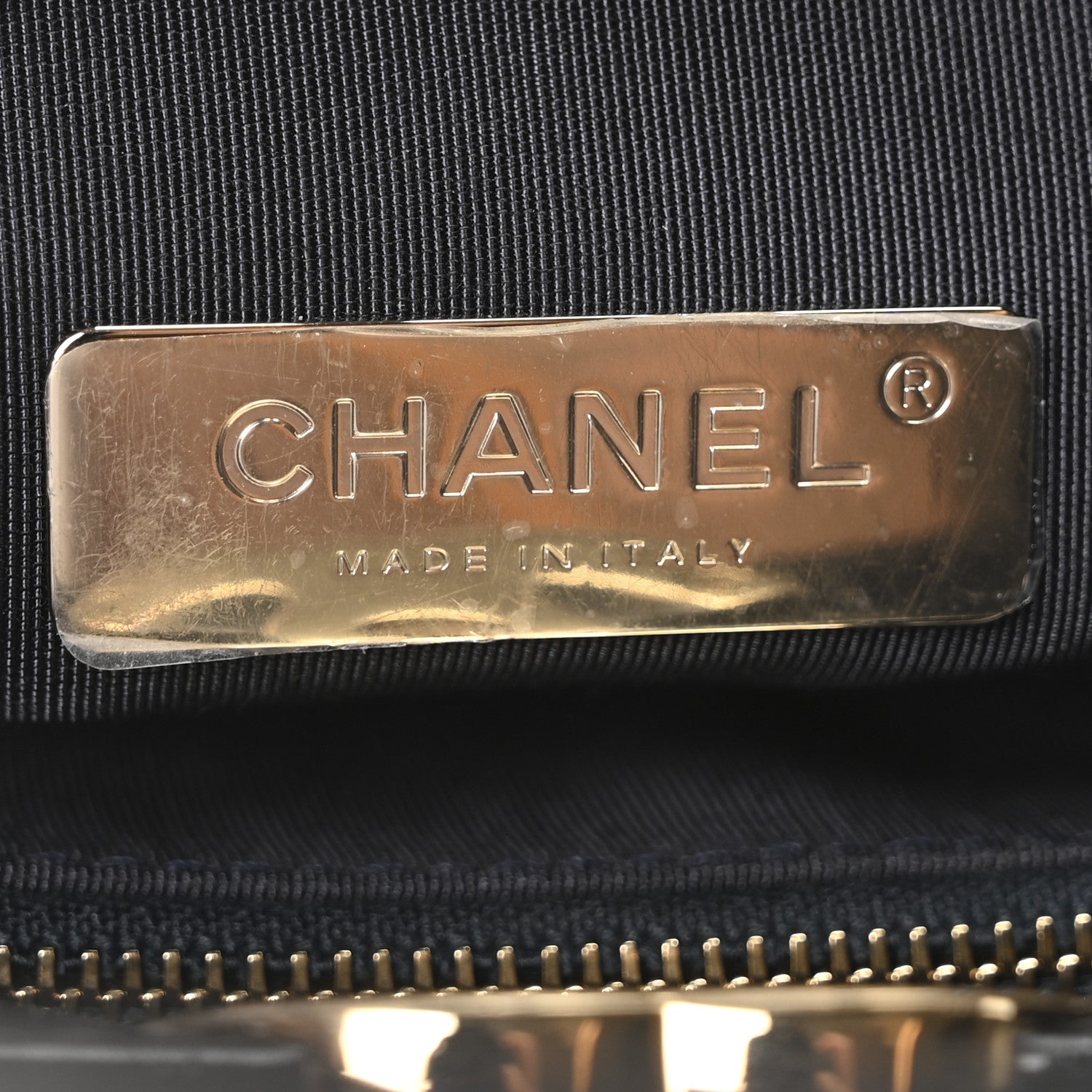 Chanel Shiny Crumpled Calfskin Wool Large 31 Shopping Bag Navy Blue Black 6 of 10