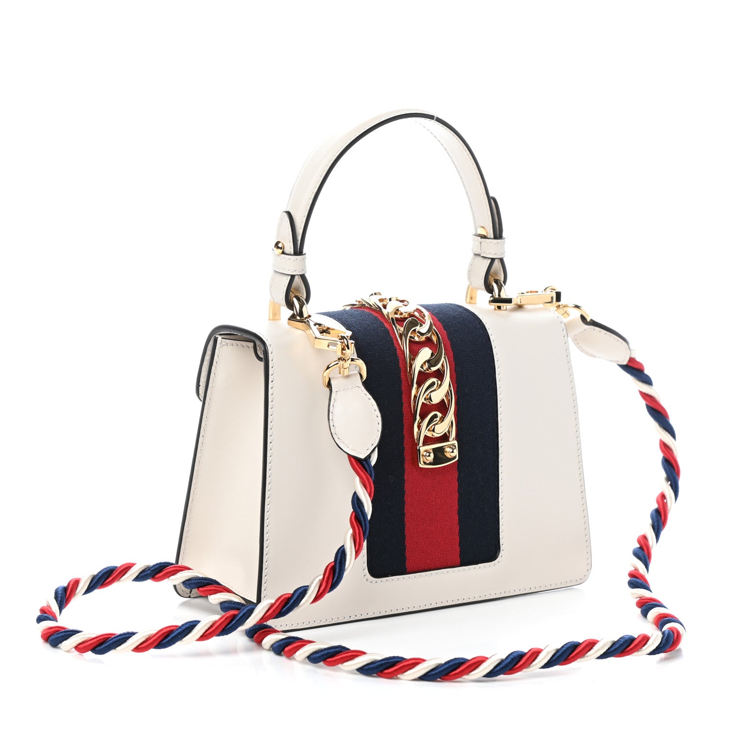 Gucci Calfskin Mini Sylvie Top Handle Bag White 3 of 9