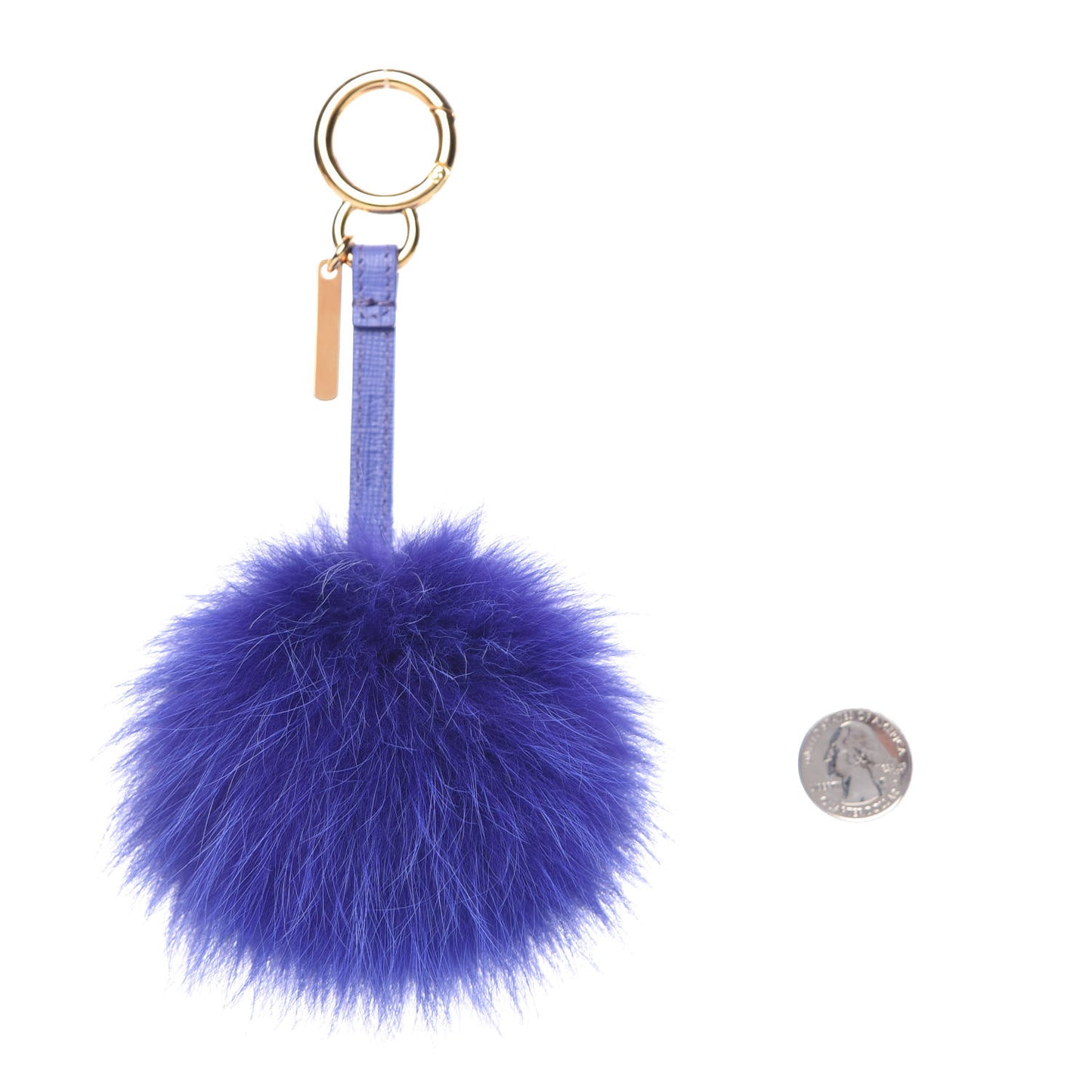 Fox Fur Vitello Elite Pom Pom Bag Charm Viola Cassis