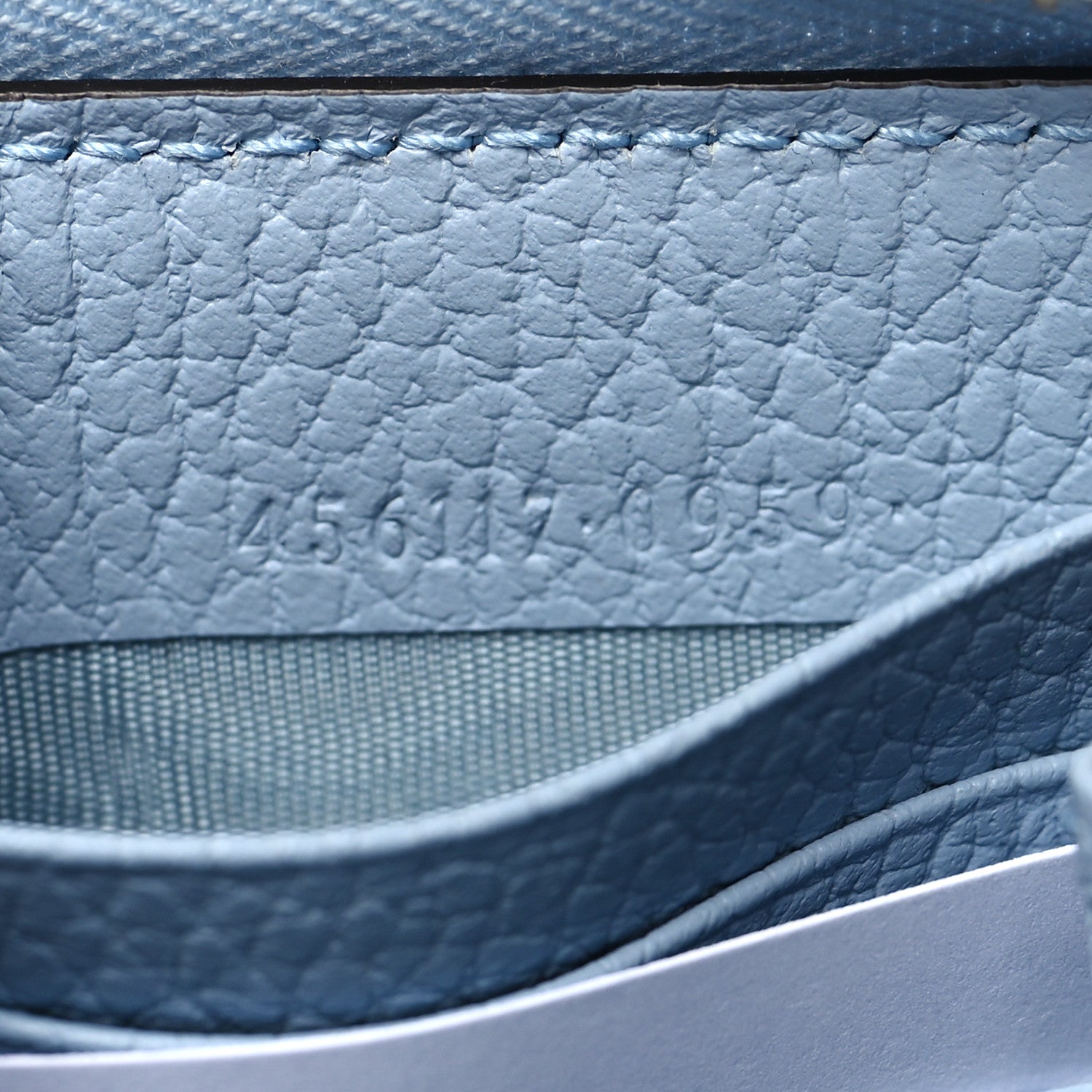 Gucci Dollar Calfskin GG Supreme Monogram GG Marmont Zip Around Wallet Mineral Blue Beige Ebony 7 of 8