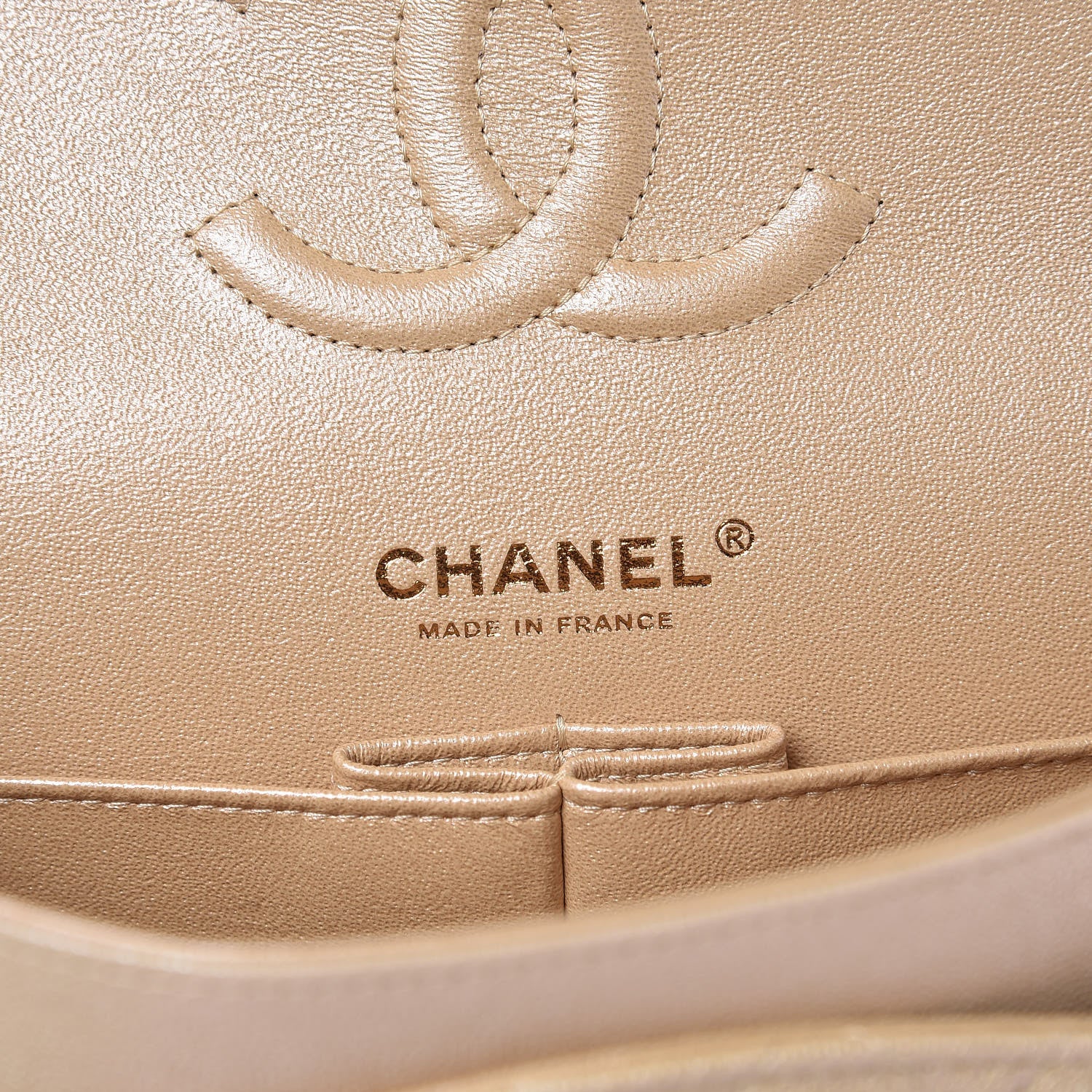 Chanel Iridescent Caviar Quilted Medium Double Flap Beige 6 of 10