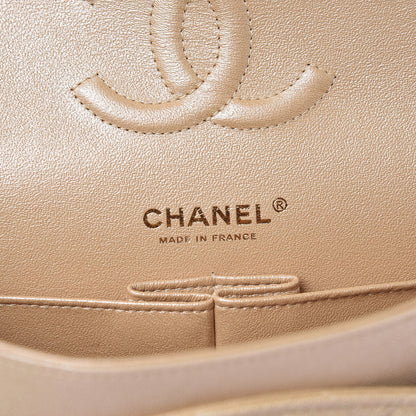 Chanel Iridescent Caviar Quilted Medium Double Flap Beige 6 of 10