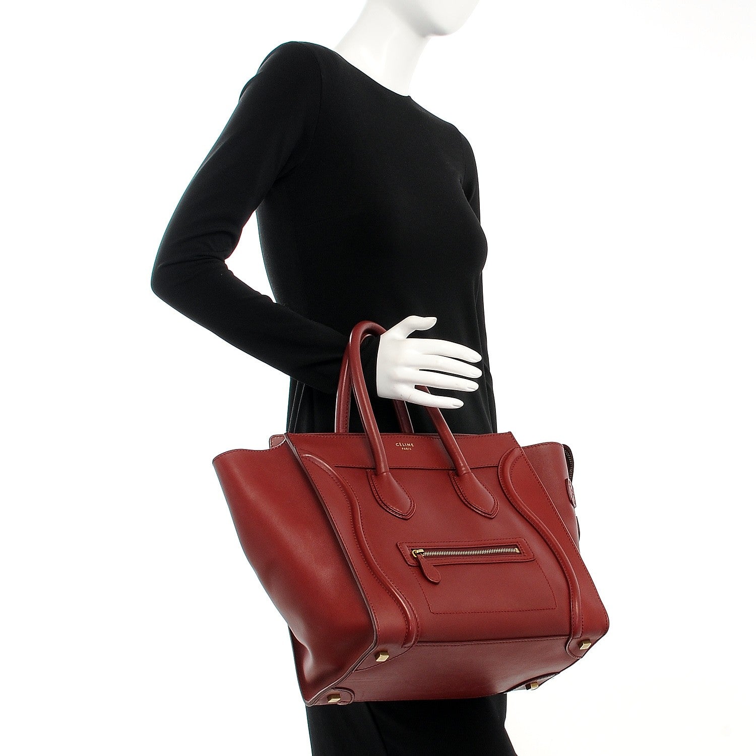 Celine Smooth Calfskin Mini Luggage Burgundy 2 of 16