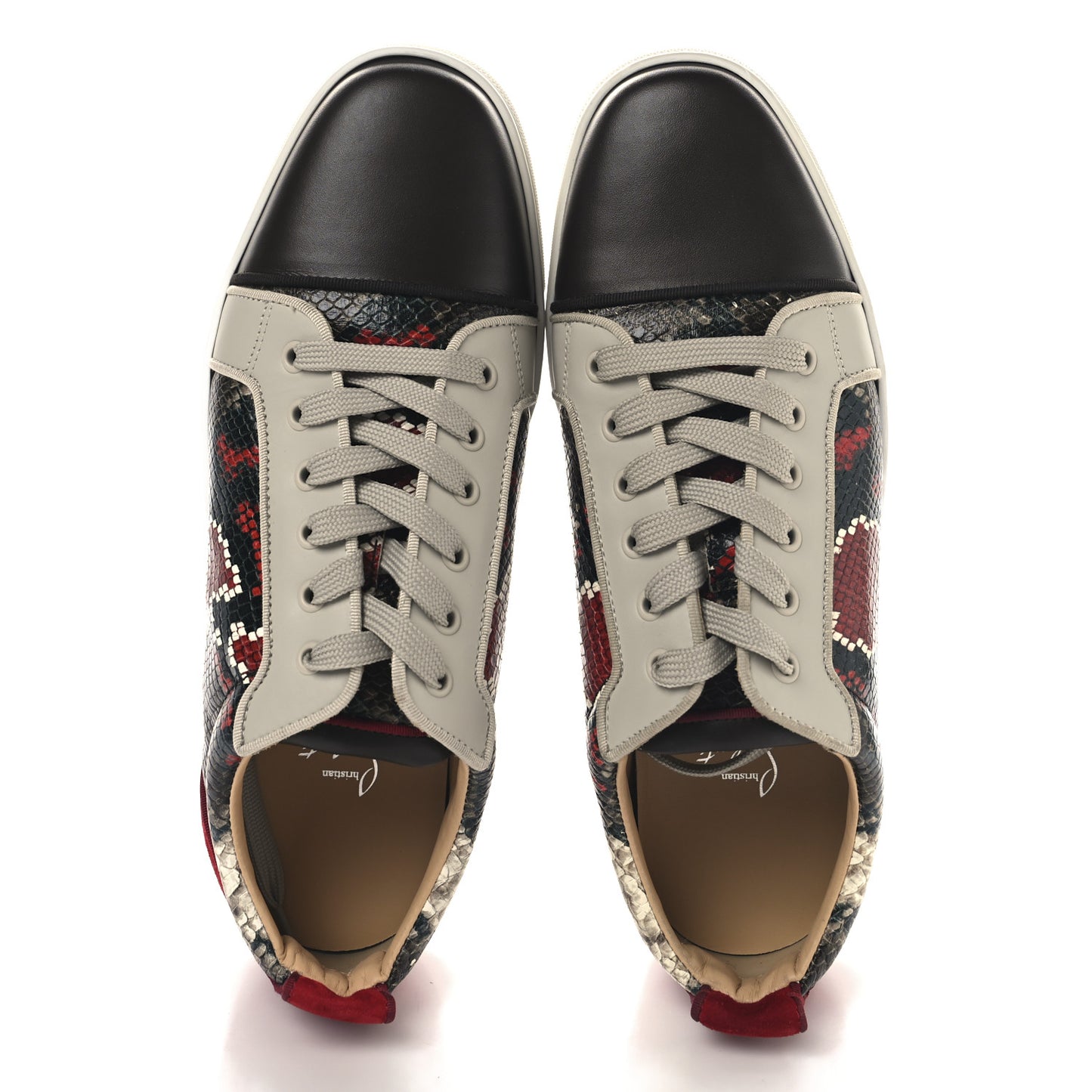 Suede Calfskin Snake Embossed Louis Junior Flat Sneakers 43 Multicolor