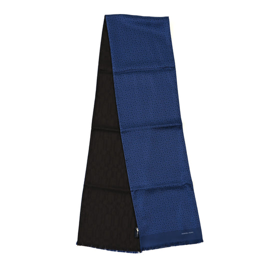 Silk Wool Cashmere Echarpe Muffler Marine Bleu Marron