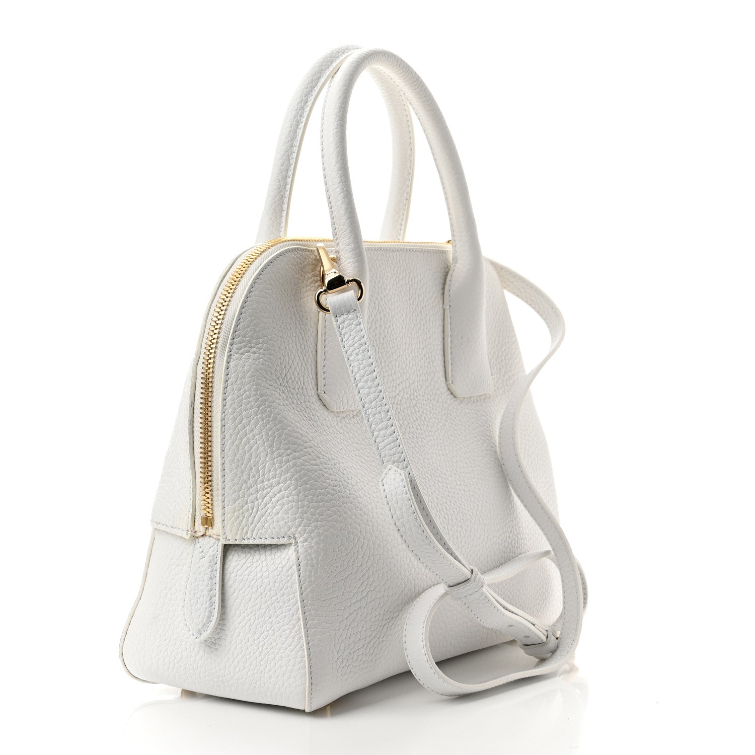 Burberry London Grainy Calfskin Small Greenwood Bowling Bag White 3 of 11