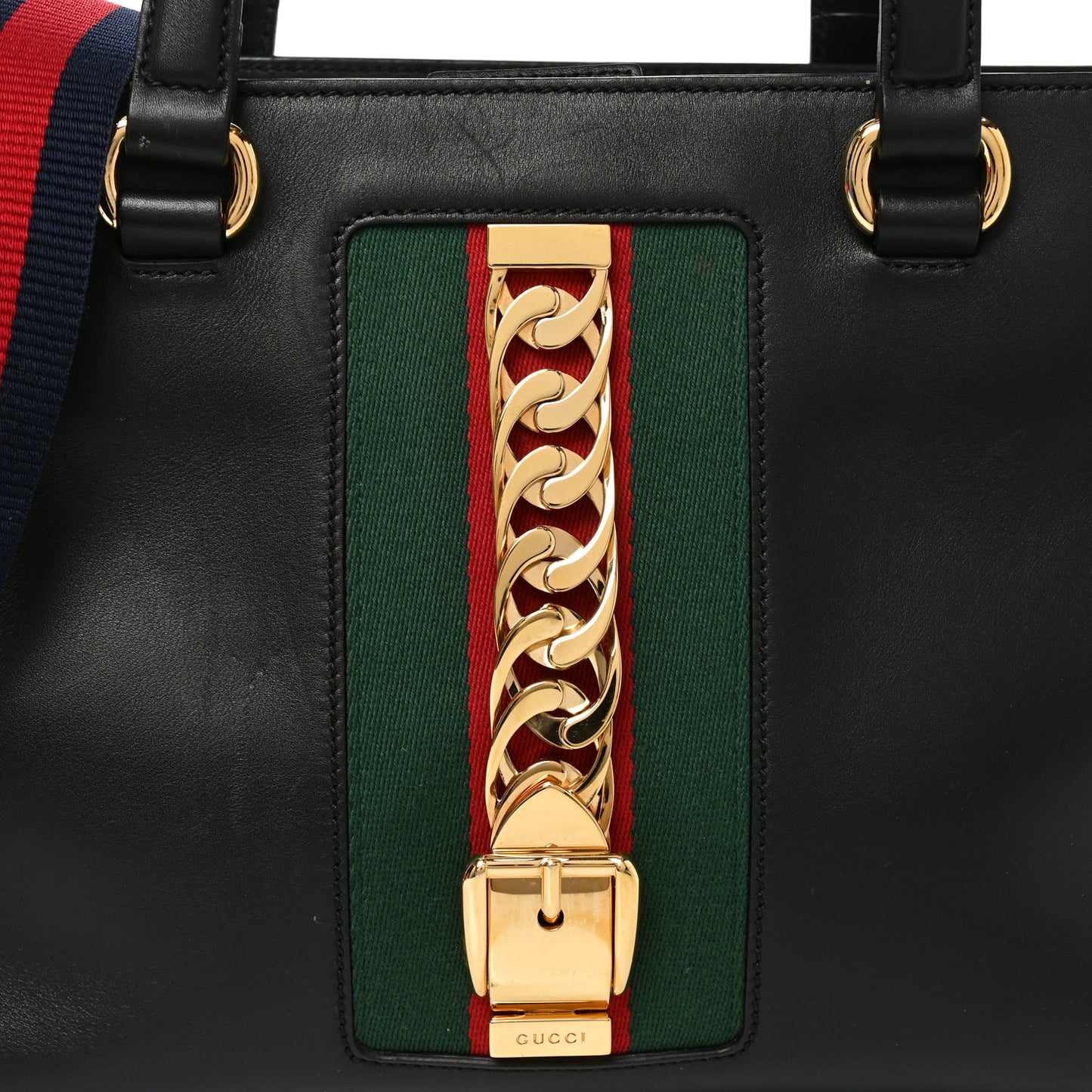 Calfskin Large Sylvie Top Handle Tote Black