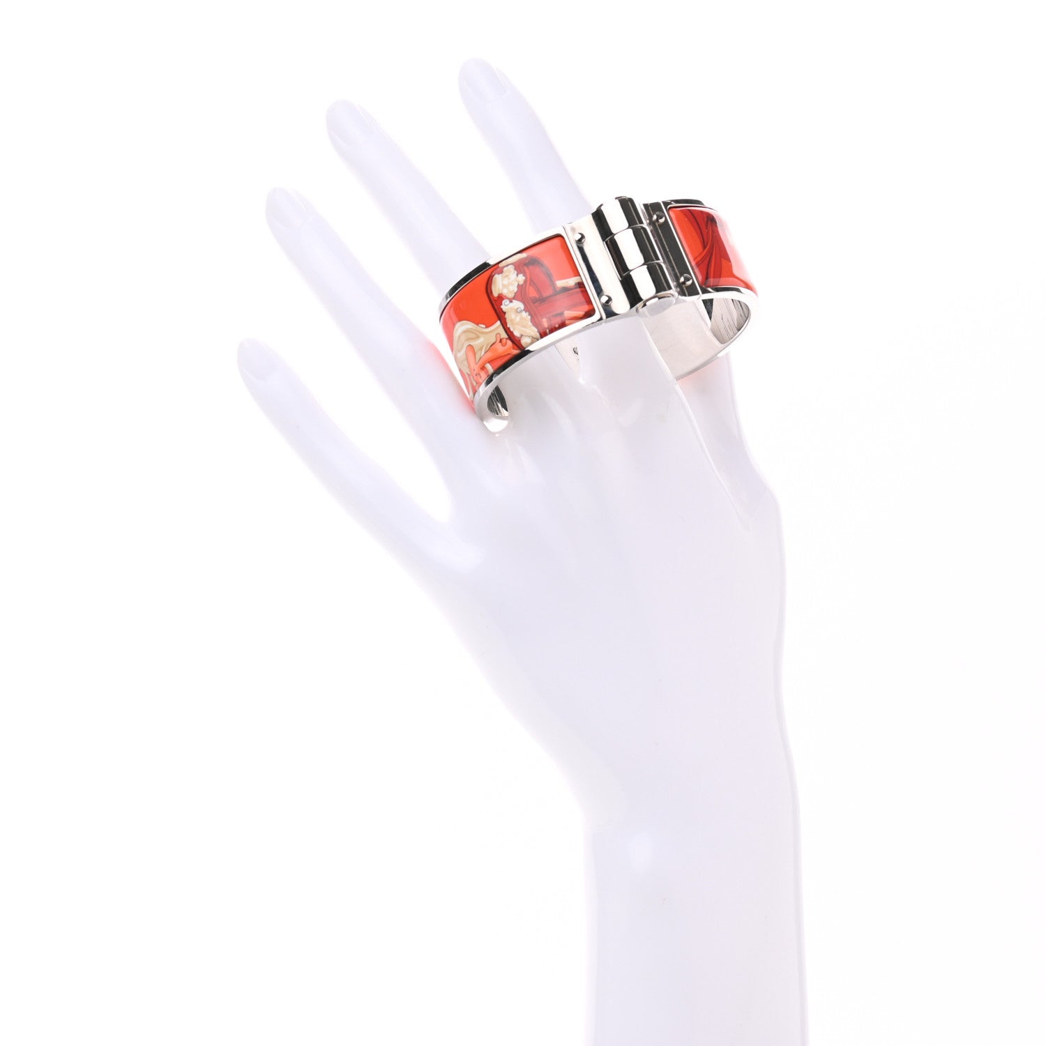 Hermes Enamel Printed Wide Brides De Gala Hinged Bracelet S 2 of 4