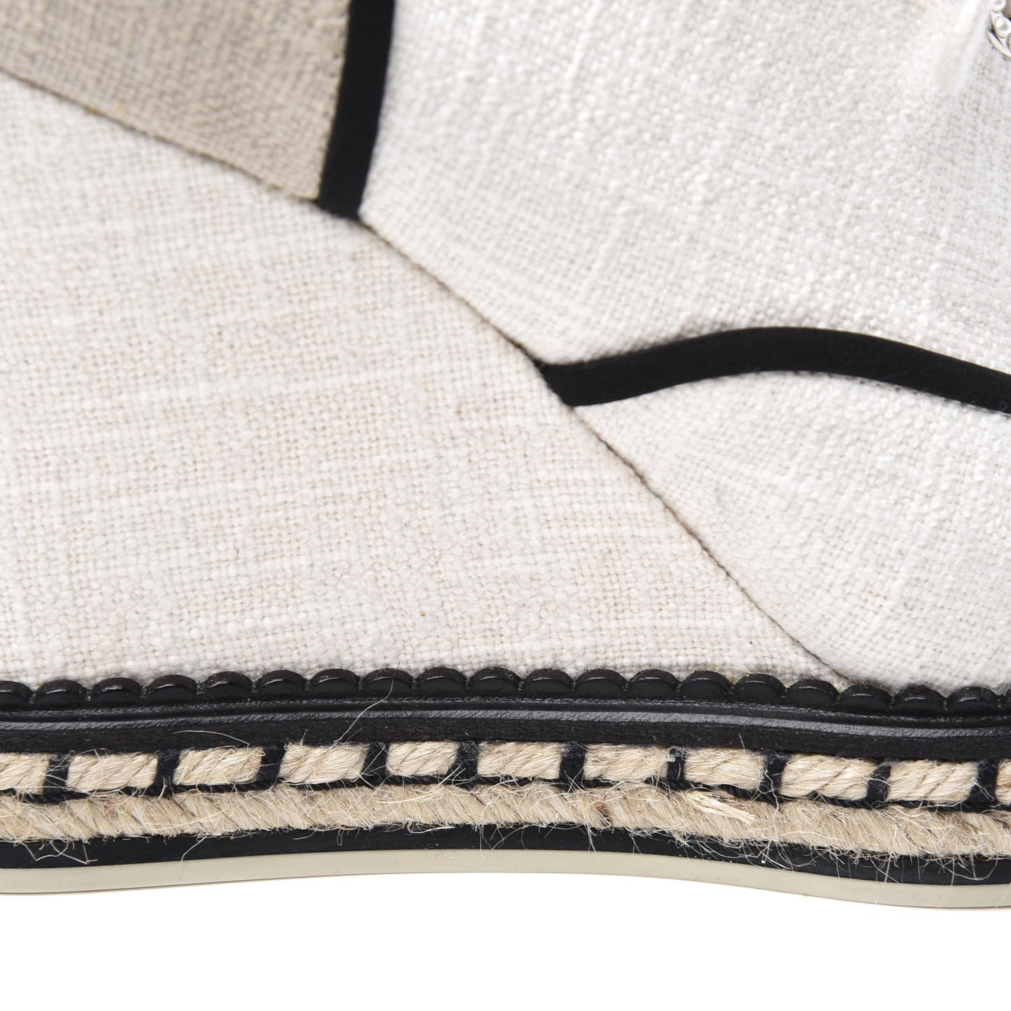 Raffia Lace Up Wedge Espadrilles 37 Beige