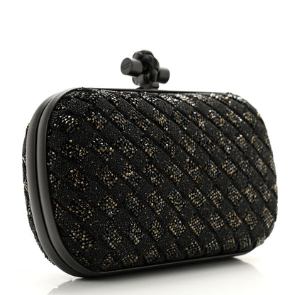 Bottega Veneta Crystal Bead Embellished Intrecciato Knot Clutch Black 3 of 6