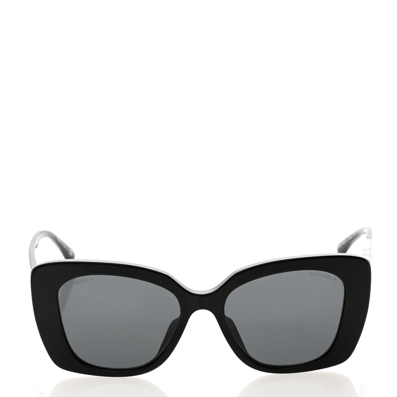 Chanel Acetate Strass Polarized Square Sunglasses 5422-B-A Black White 2 of 8