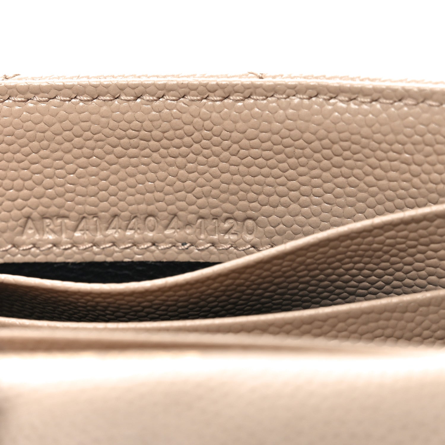 Saint Laurent Grain De Poudre Matelasse Chevron Small Monogram Envelope Wallet Dark Beige 7 of 7