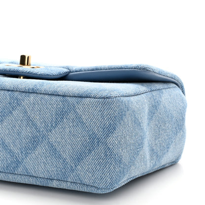 Chanel Printed Denim Quilted Mini Rectangular Flap Light Blue 10 of 11