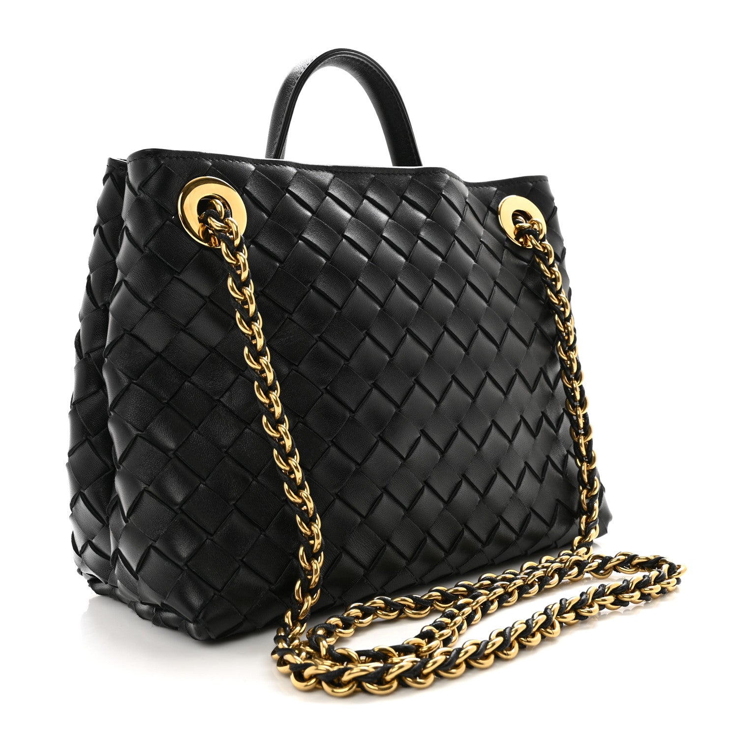 Bottega Veneta Nappa Intrecciato Small Andiamo With Chain Shoulder Bag Black 3 of 11