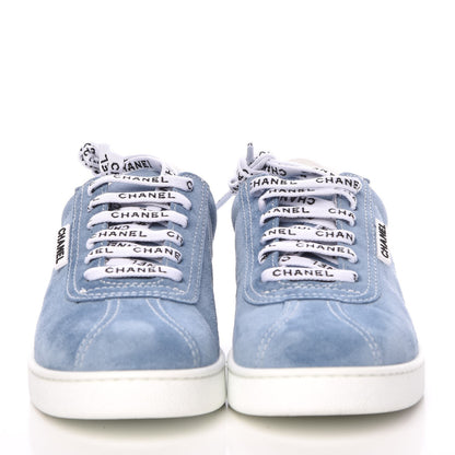Chanel Suede Calfskin Sneakers 41 Sky Blue 2 of 13