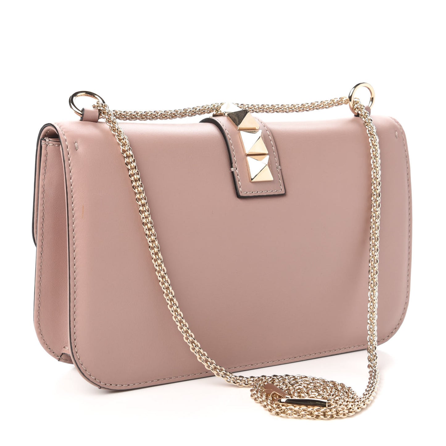 Vitello Medium Glam Lock Rockstud Flap Poudre
