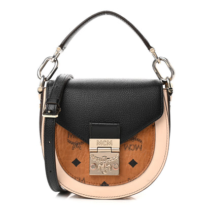 MCM Visetos Calfskin Small Patricia Shoulder Bag Cognac Black 1 of 11