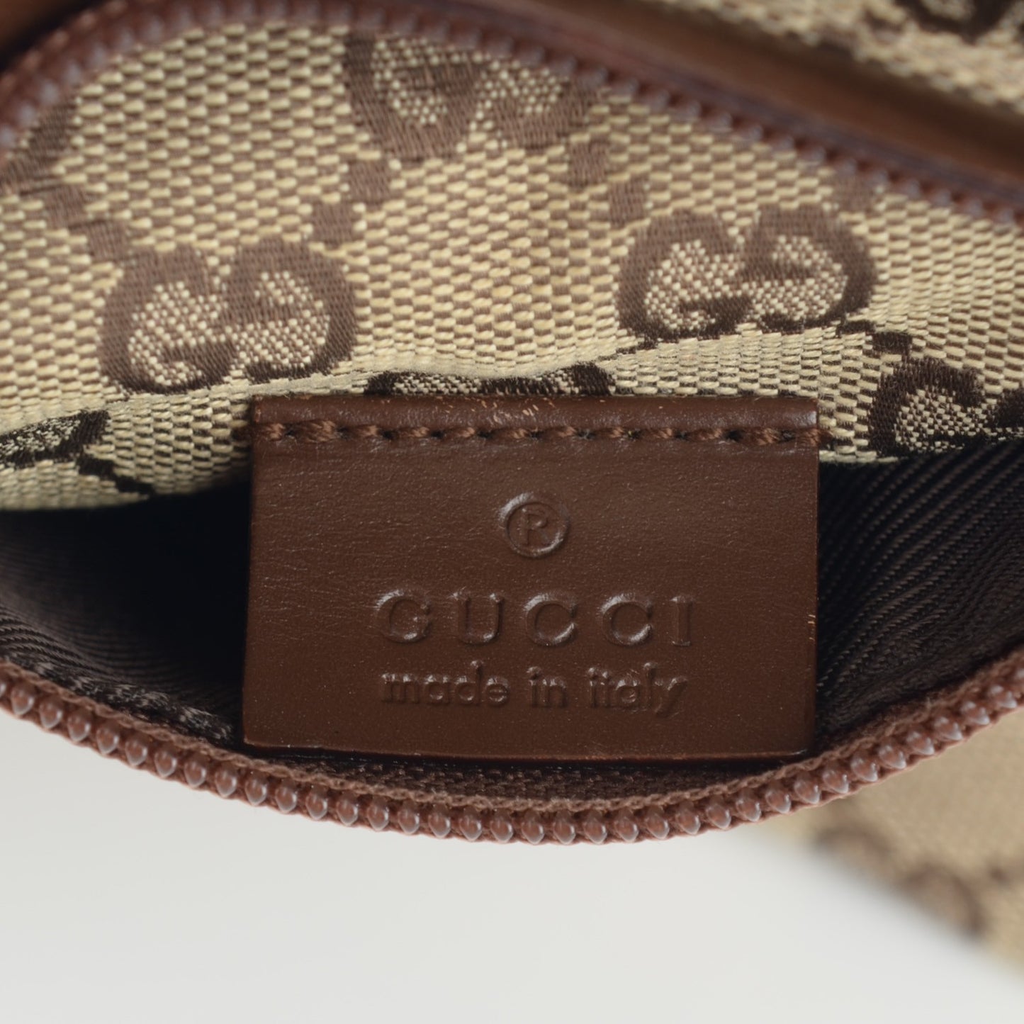 GG Monogram Web Double Pocket Belt Bag Brown