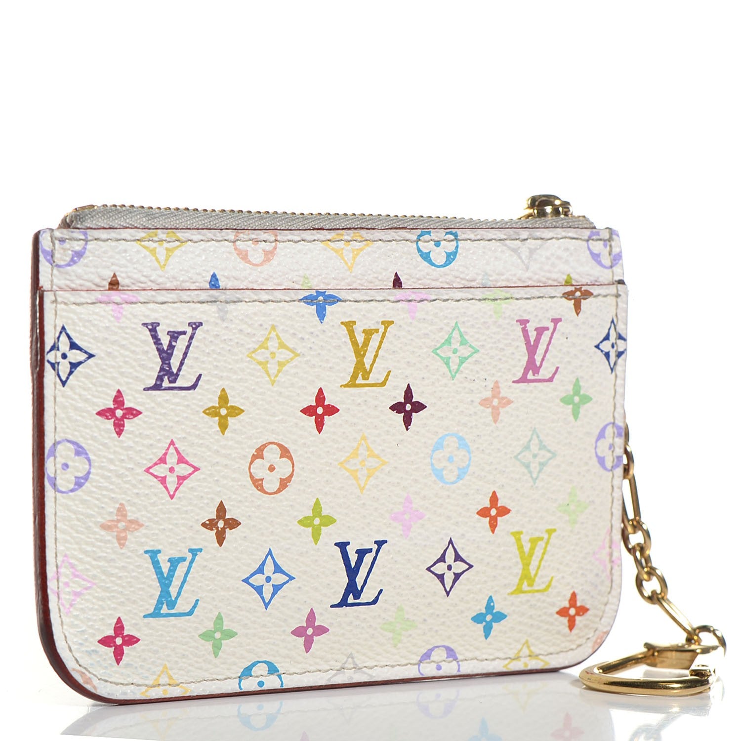 Louis Vuitton Monogram Multicolor Key Pouch White Litchi 3 of 7