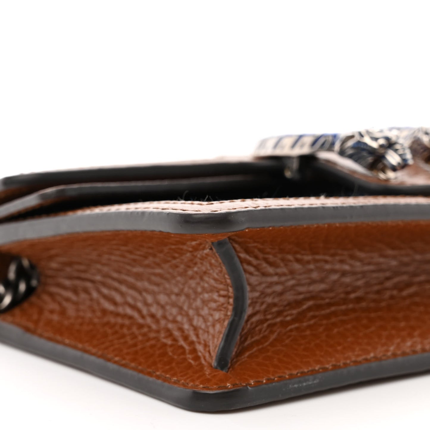 New Denim GG Monogram Dollar Calfskin Enamel Super Mini Dionysus Shoulder Bag Blue Tea Cuir Epilog Electric Blue