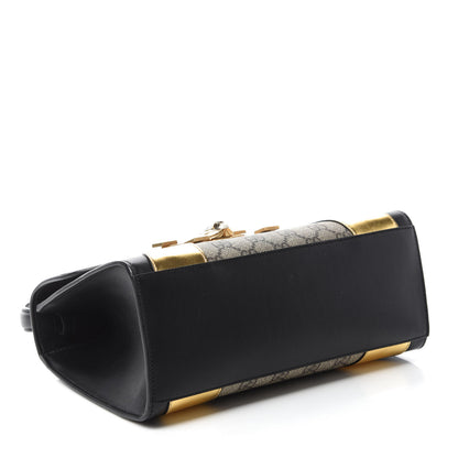 Gucci GG Supreme Monogram Small Osiride Top Handle Bag Black Gold 4 of 11