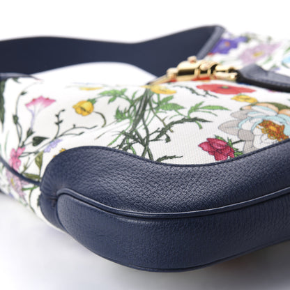 Gucci Canvas Flora Medium Jackie Hobo Blue Agata 8 of 10