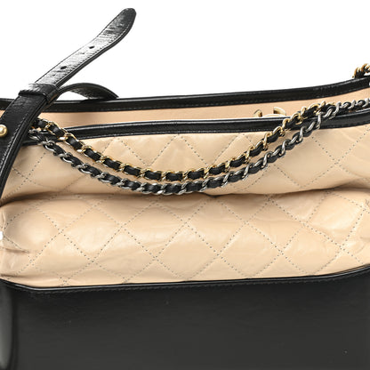 Chanel Aged Calfskin Quilted Medium Gabrielle Hobo Beige Black 8 of 12