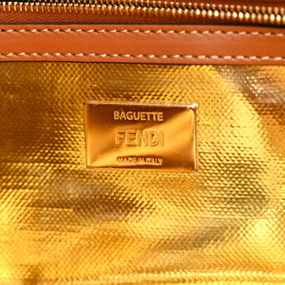 Fendi Denim Vitello King FF Embroidered Baguette Blue Cuoio 6 of 10