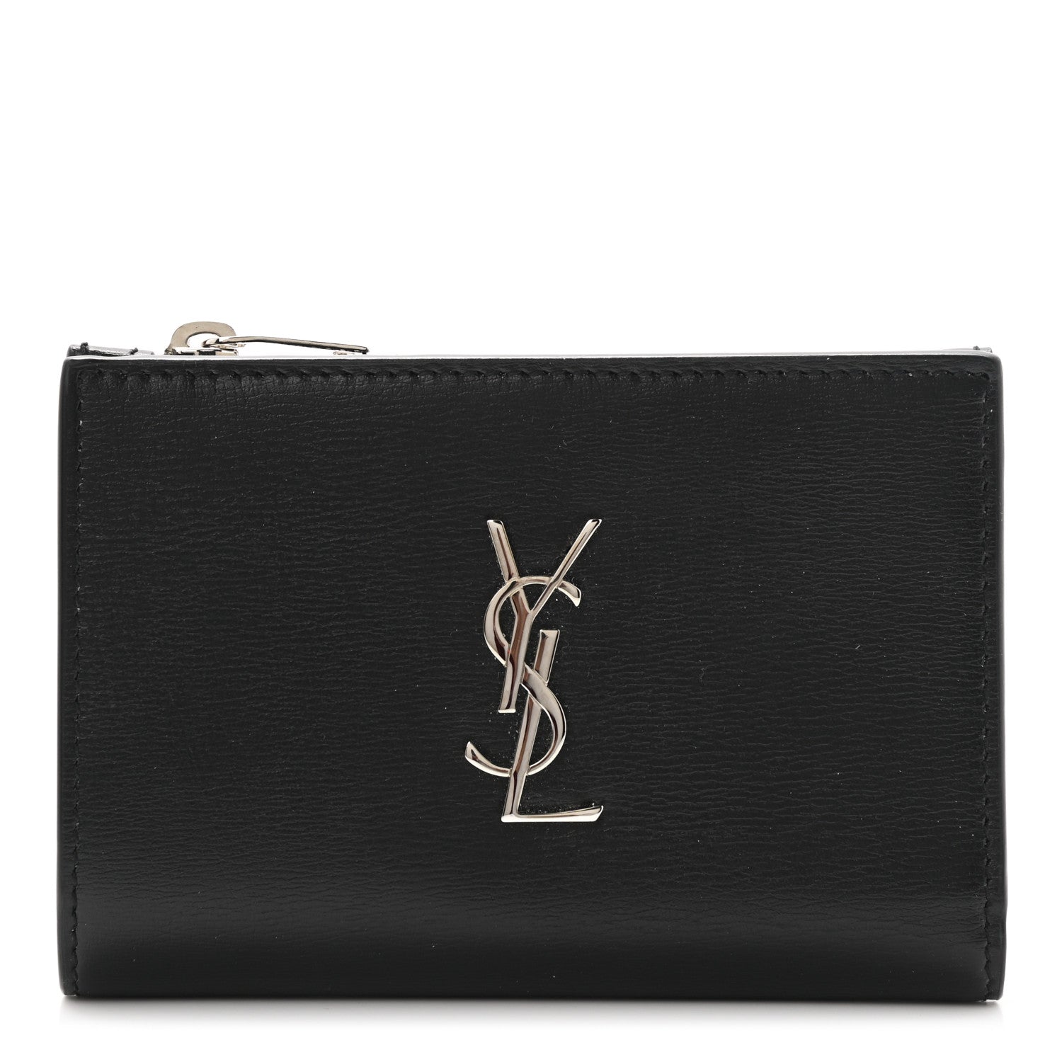 Saint Laurent Calfskin Monogram Bi Fold Zipped Wallet Black 1 of 7