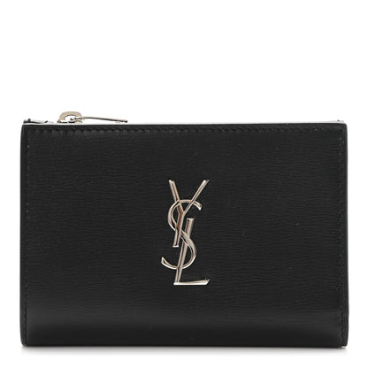 Saint Laurent Calfskin Monogram Bi Fold Zipped Wallet Black 1 of 7