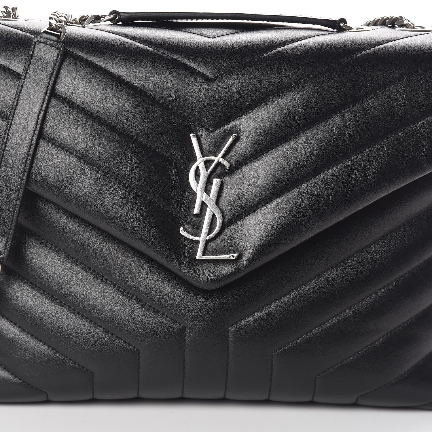Saint Laurent Calfskin Y Quilted Monogram Medium Loulou Chain Satchel Black 7 of 9