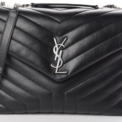 Saint Laurent Calfskin Y Quilted Monogram Medium Loulou Chain Satchel Black 7 of 9