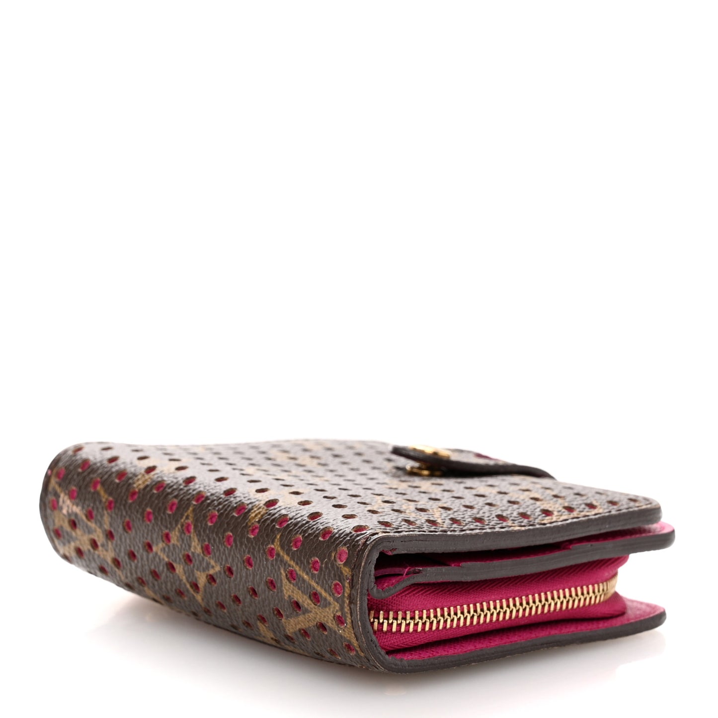 Monogram Perforated Compact Zipped Wallet Fuchsia