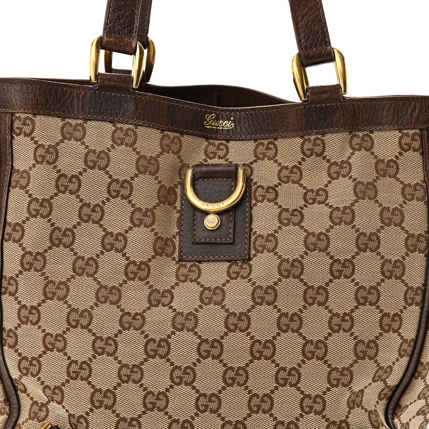 Monogram Small Gold D Ring Tote Brown
