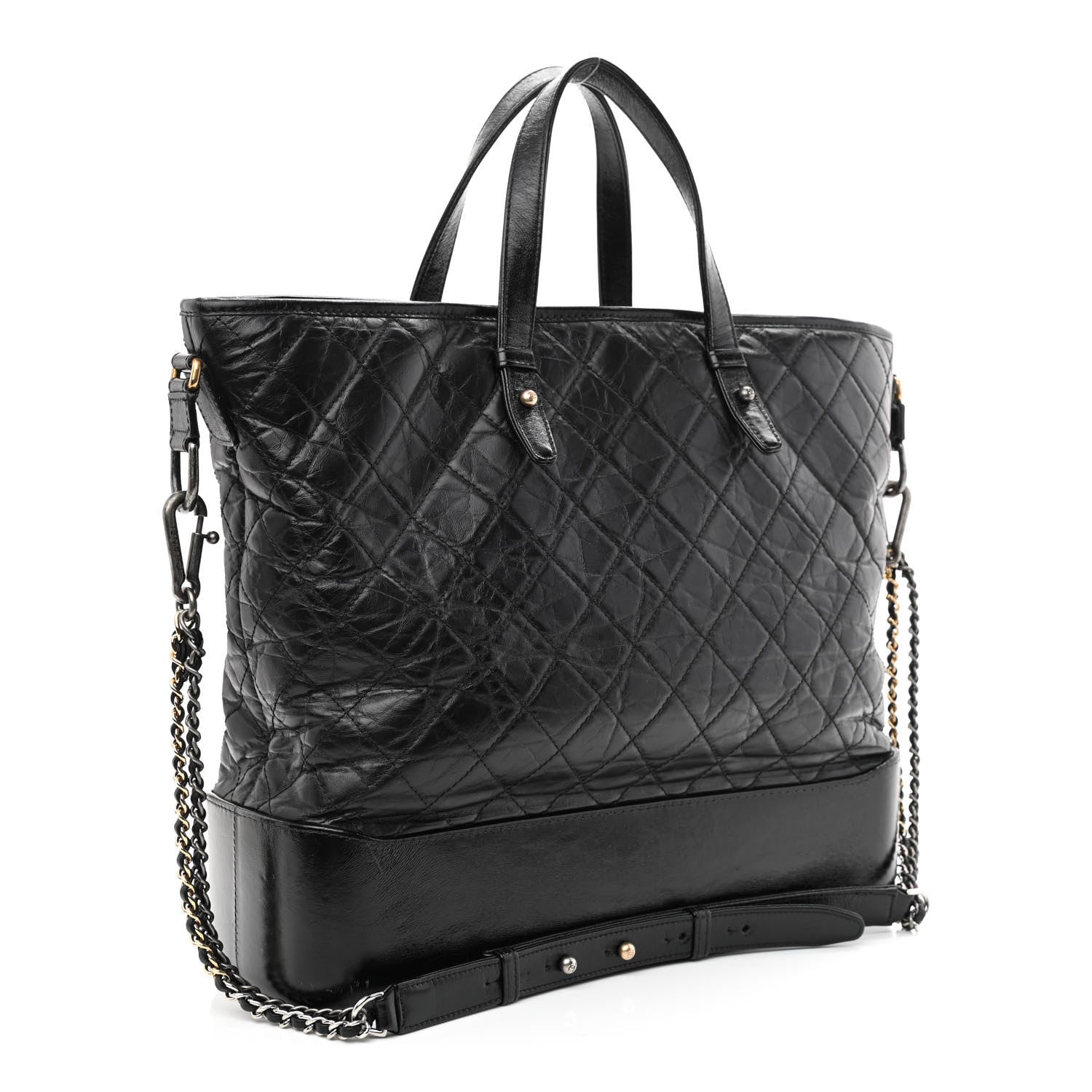 Chanel Aged Calfskin Quilted Large Gabrielle Shopping Tote Black 3 of 14