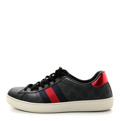 Gucci GG Supreme Monogram Ayers Web Mens New Ace Sneakers 9.5 Black 1 of 10
