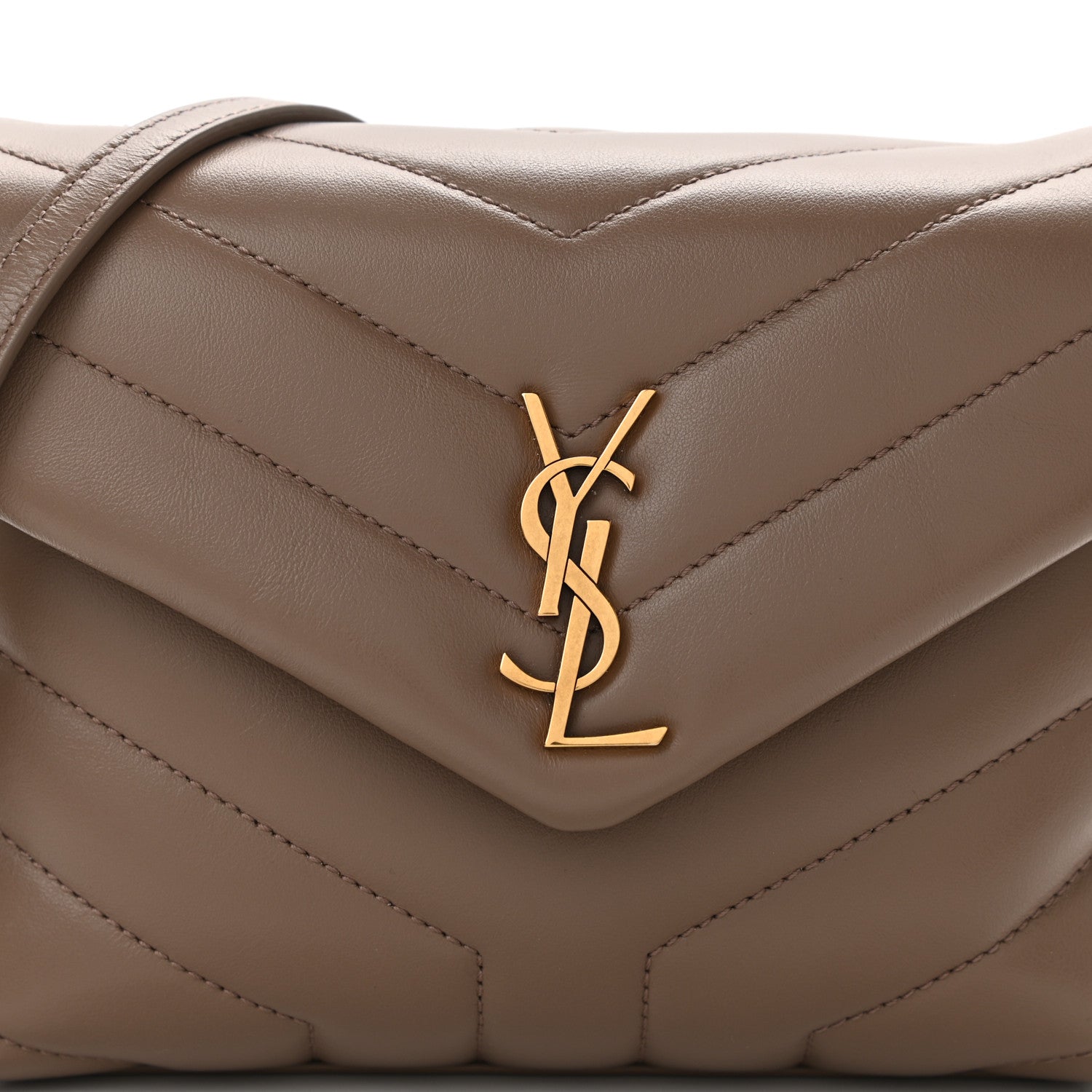Saint Laurent Calfskin Y Quilted Monogram Toy Loulou Crossbody Bag Taupe 9 of 14