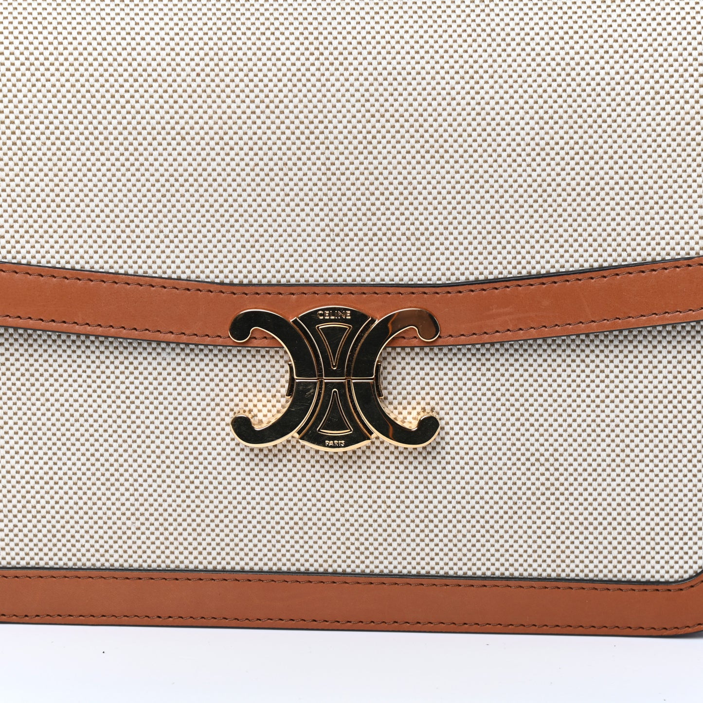 Textile Natural Calfskin Large Triomphe Tan White