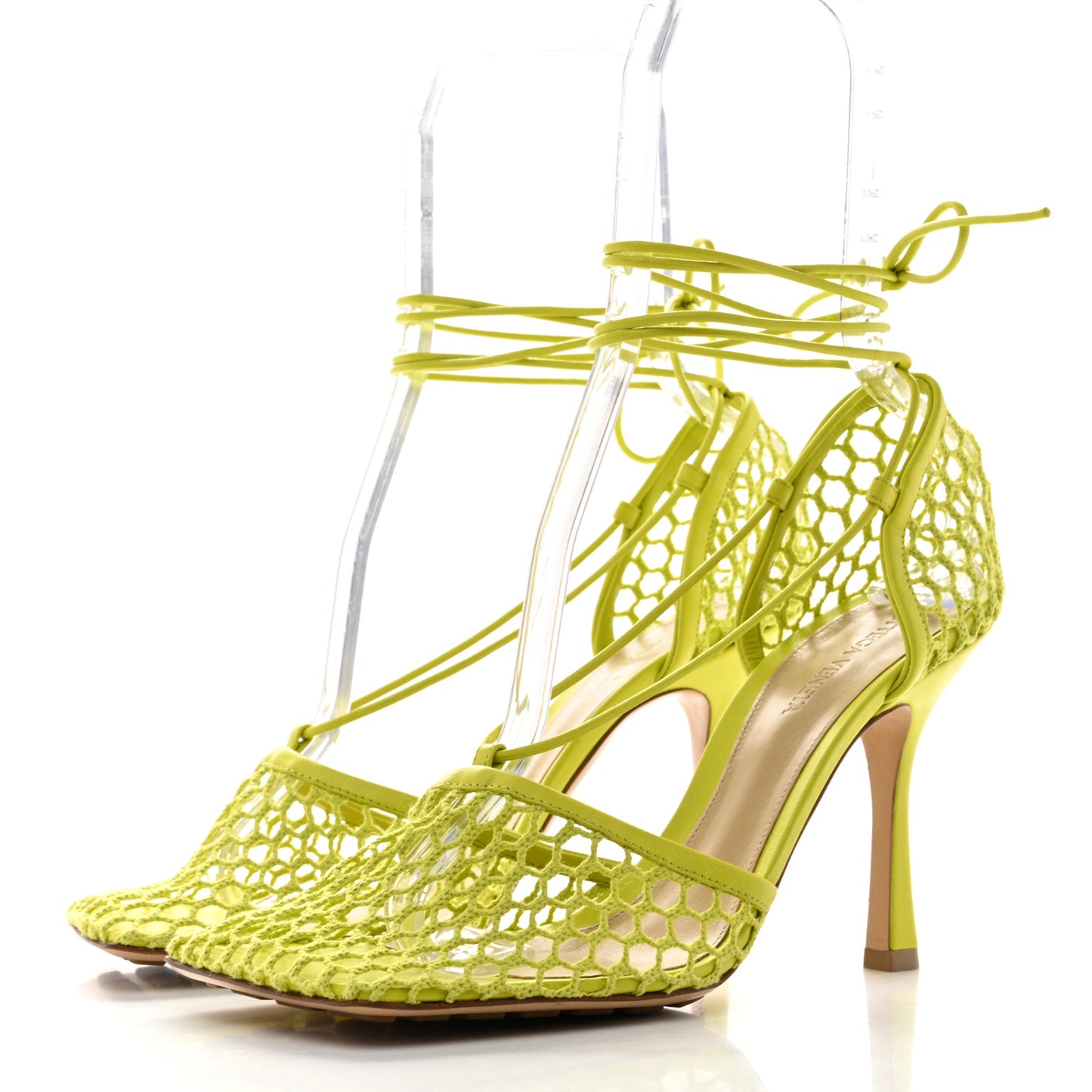 Mesh Nappa Stretch Ankle Tie Sandals 40 Kiwi