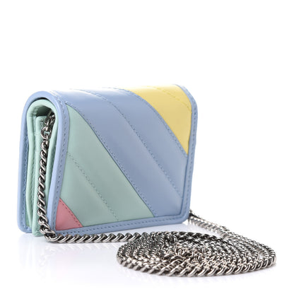 Gucci Calfskin Matelasse Diagonal GG Marmont Mini Wallet On Chain Multicolor Pastel 2 of 9